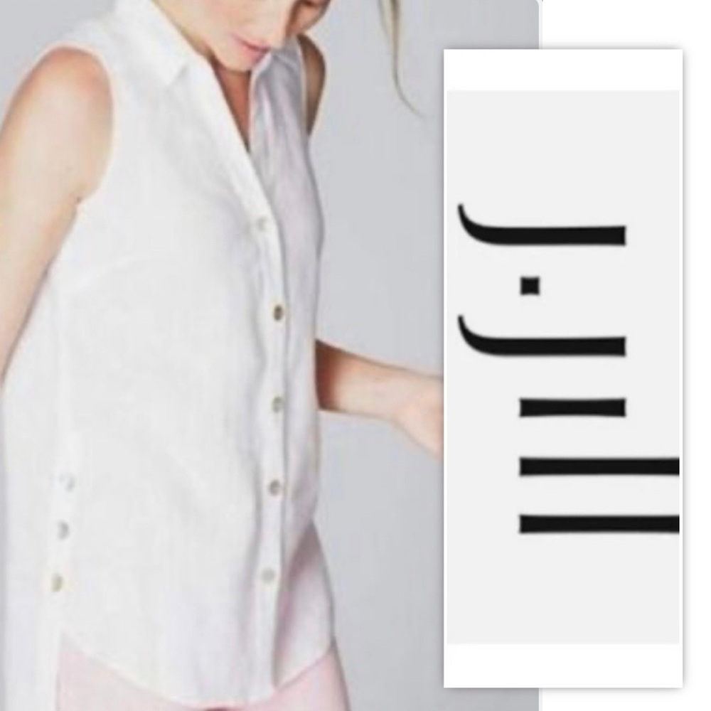 J Jill Sleeveless Button-Front White Linen Top- Size S - Picture 2 of 12